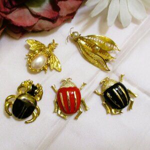 VINTAGE Designer Bug Brooch Lot: Gerrys, Sarah Coventry, West Germany